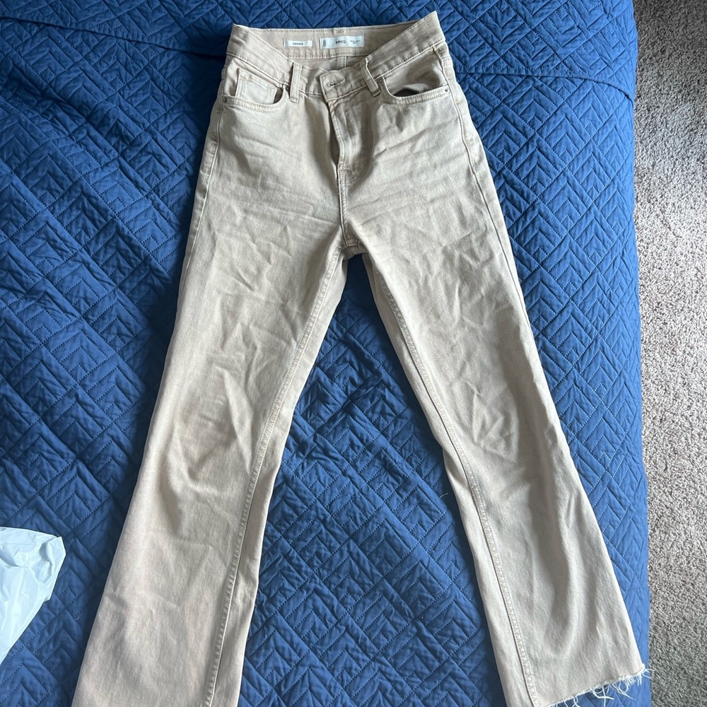 Tan Straight-Leg Jeans